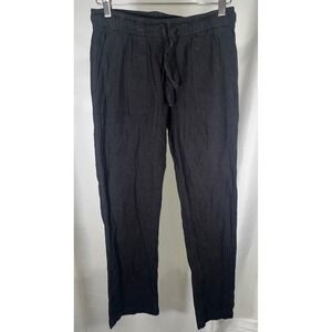 J&Co Black Gauze Linen Blend Pants Drawstring Casual Beach Summer Boho Small